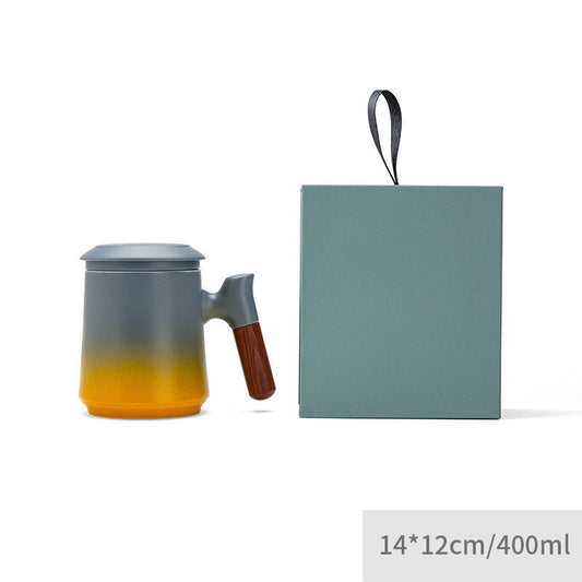 Japanische handgefertigte Keramik-Teetasse-Set mit Sieb und Deckel