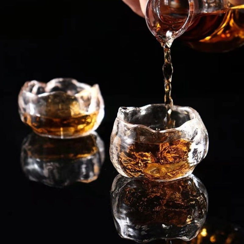 Japanische stil Glasbecher Verkostung Transparent/Gefrorene Teetassen Weißweinbecher Kongfu Meister Teetasse Teetasse und Teematte 2 Stil