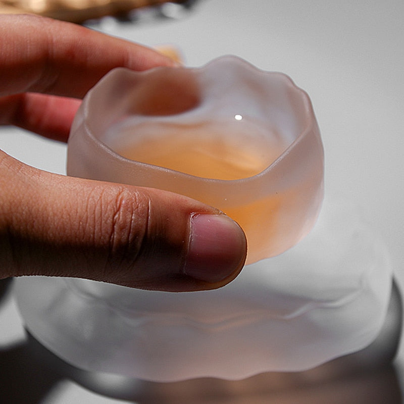 Japanische stil Glasbecher Verkostung Transparent/Gefrorene Teetassen Weißweinbecher Kongfu Meister Teetasse Teetasse und Teematte 2 Stil