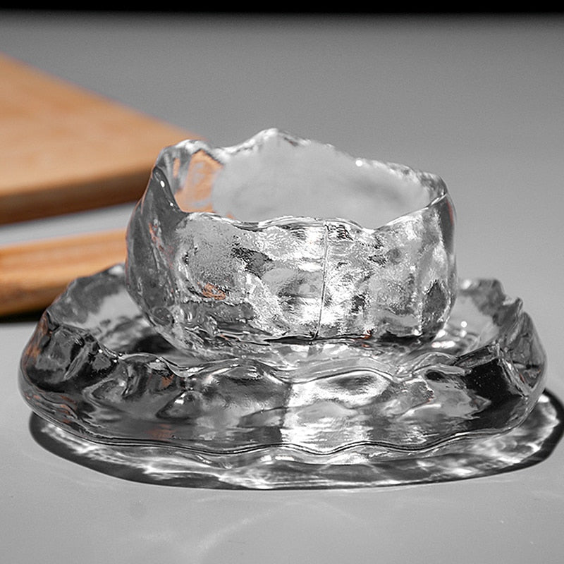 Japanische stil Glasbecher Verkostung Transparent/Gefrorene Teetassen Weißweinbecher Kongfu Meister Teetasse Teetasse und Teematte 2 Stil
