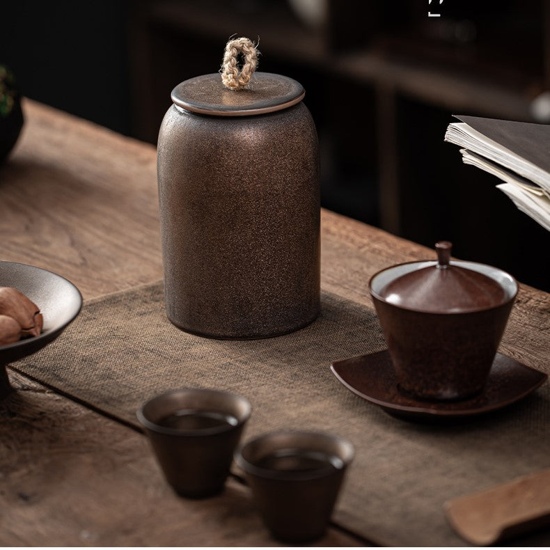 Japanische Teedosen aus Keramik, Retro-Steingut, luftdicht, Gong-Fu aus Keramik, für Süßigkeiten, Tee-Zeremonie-Zubehör