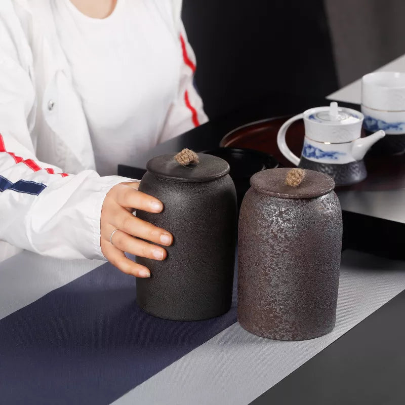 Japanische Teedosen aus Keramik, Retro-Steingut, luftdicht, Gong-Fu aus Keramik, für Süßigkeiten, Tee-Zeremonie-Zubehör