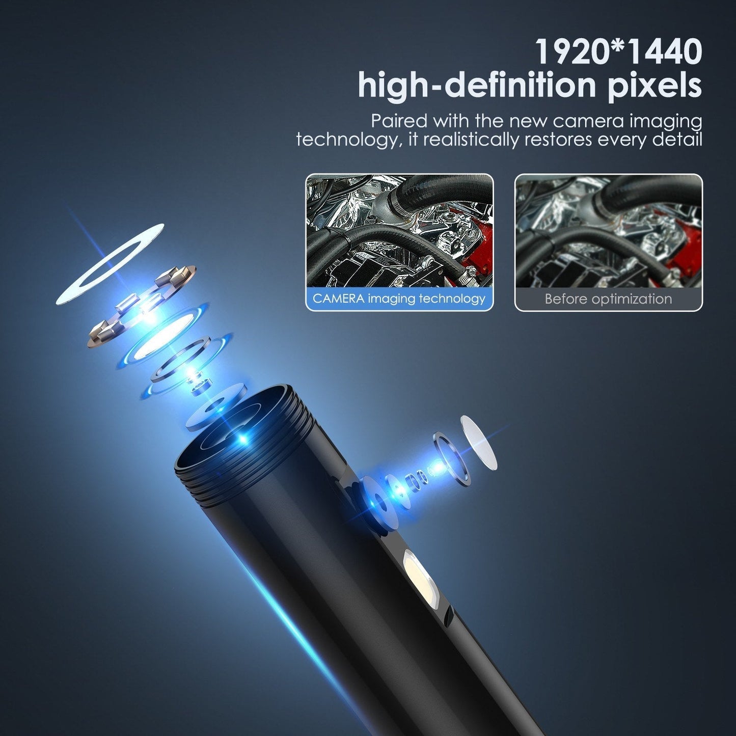 1920x1440 Dual-Lens Endoskopkamera mit 7 LED-Lichtern