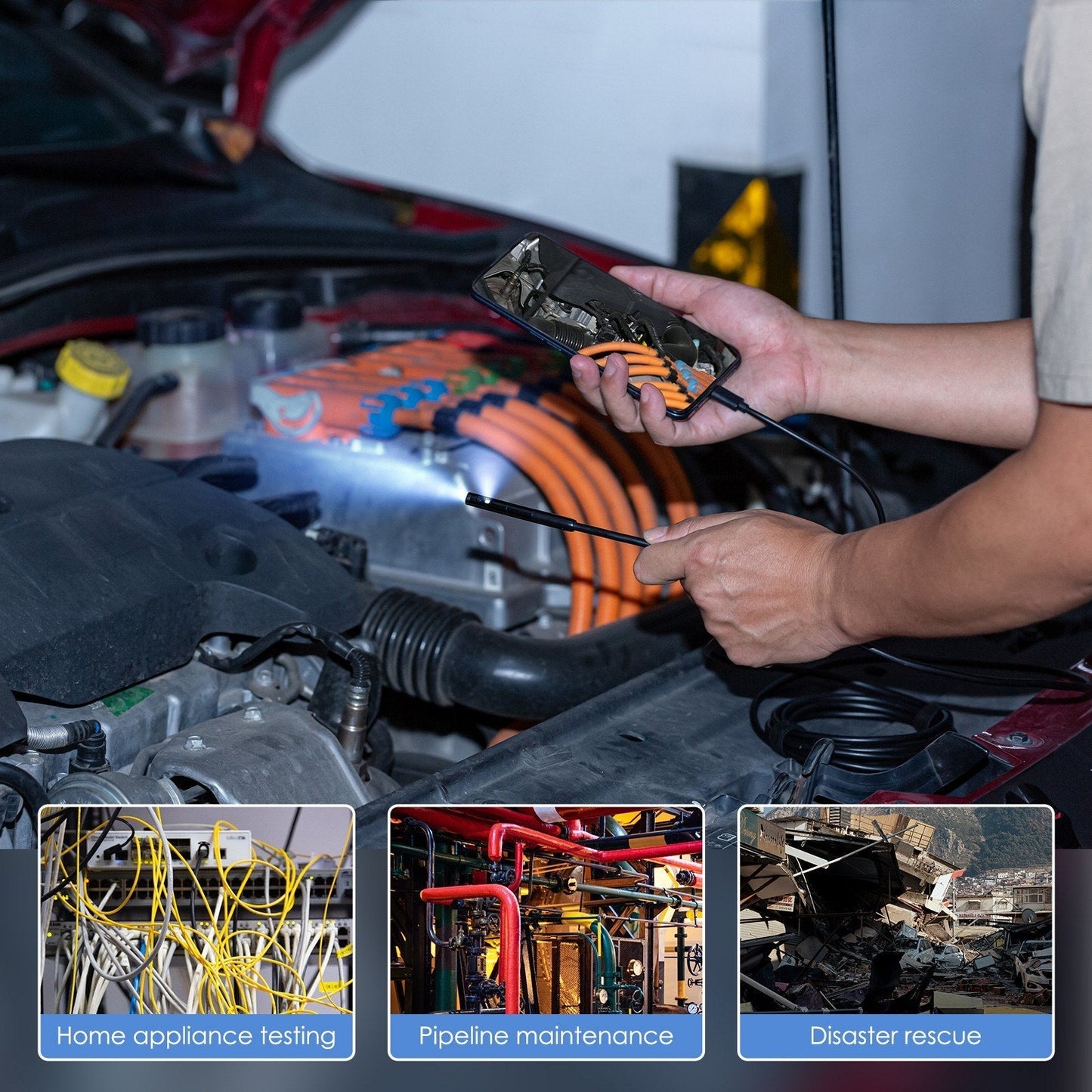 1920x1440 Dual-Lens Endoskopkamera mit 7 LED-Lichtern