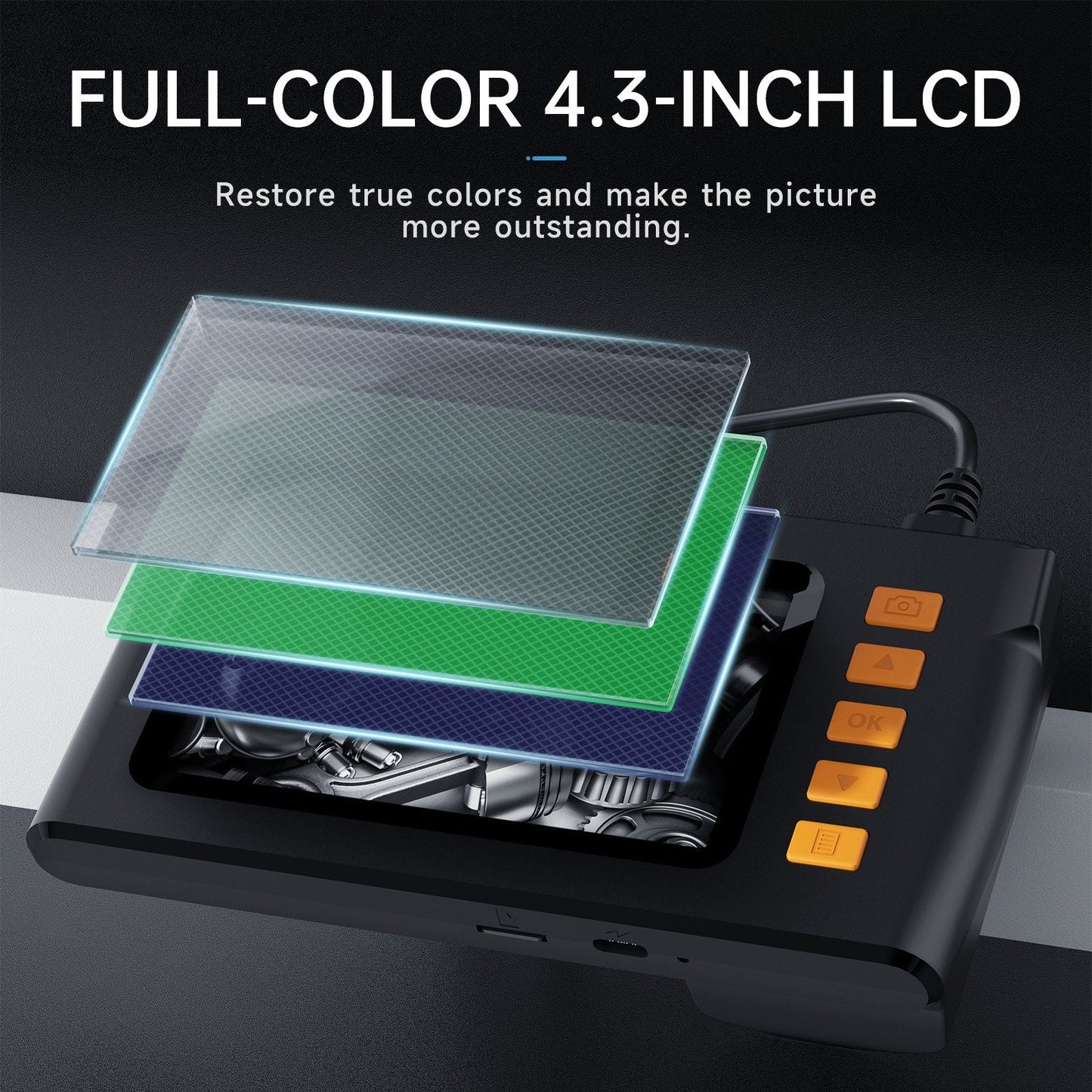 1080P HD Endoskopkamera mit 4,3 LCD & 8 LED-Leuchten