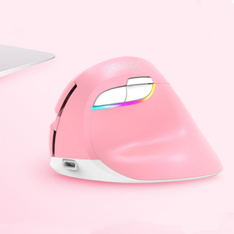 Frendorf | DELUX M618 Mini 2.4G Wireless 2400DPI USB wiederaufladbare ergonomische vertikale Maus (Pink)