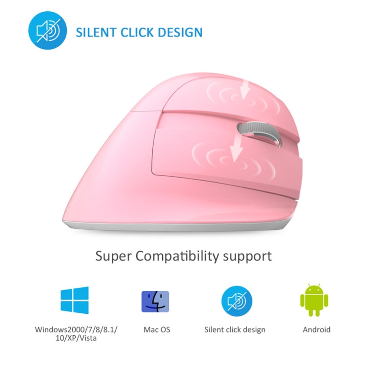 Frendorf | DELUX M618 Mini 2.4G Wireless 2400DPI USB wiederaufladbare ergonomische vertikale Maus (Pink)