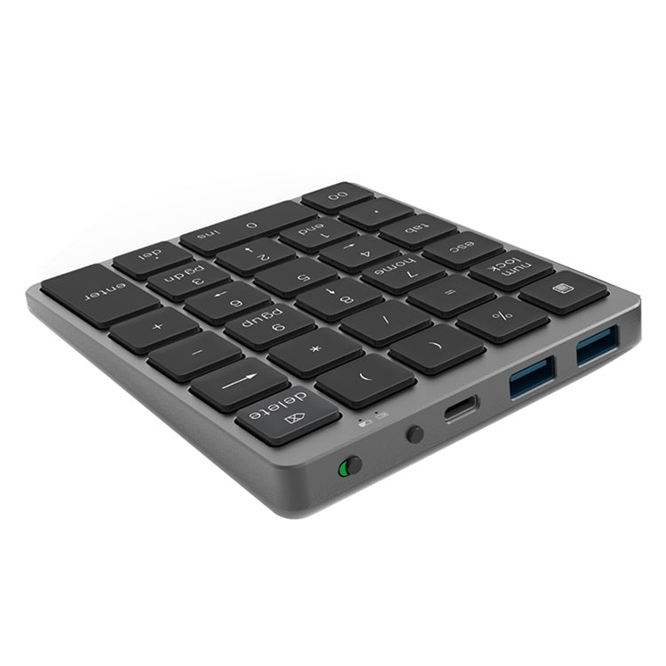 Frendorf | N970 Pro Dual Modes Aluminiumlegierung Wiederaufladbare Drahtlose Bluetooth Ziffernkeyboard mit USB HUB (Grau)