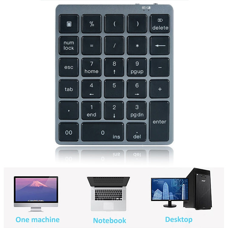 Frendorf | N970 Pro Dual Modes Aluminiumlegierung Wiederaufladbare Drahtlose Bluetooth Ziffernkeyboard mit USB HUB (Grau)