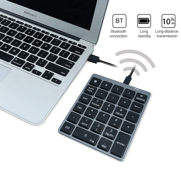 Frendorf | N970 Pro Dual Modes Aluminiumlegierung Wiederaufladbare Drahtlose Bluetooth Ziffernkeyboard mit USB HUB (Grau)