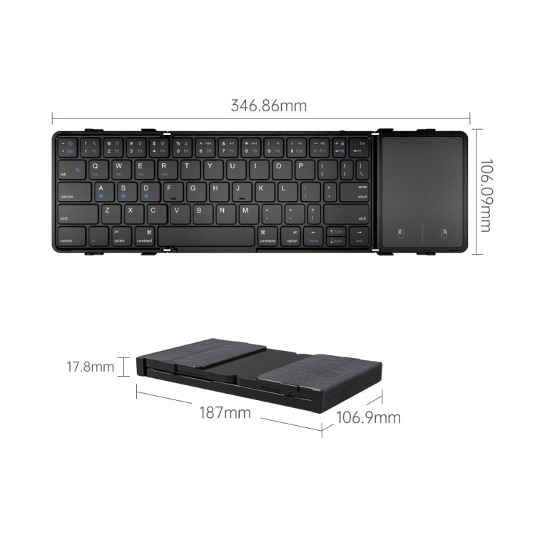 Frendorf | B1053 Leder Tragbares Tri-Fold Bluetooth Keyboard
