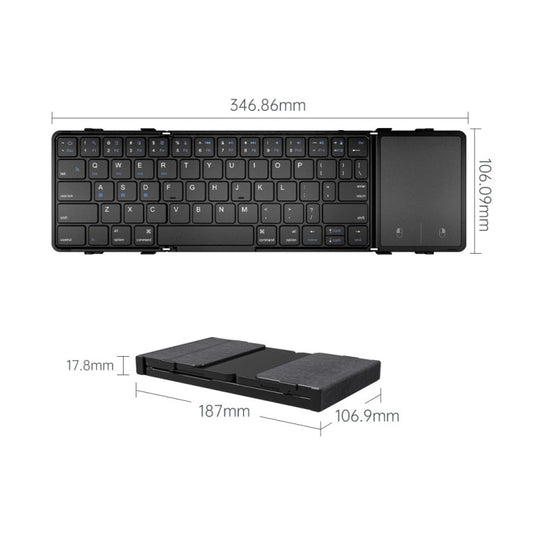 Frendorf | B1053 Leder Tragbares Tri-Fold Bluetooth Keyboard