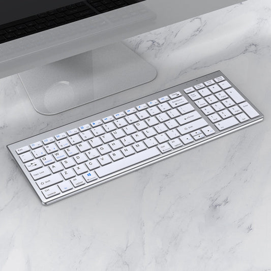 Frendorf | 109 Drei-Modi Wireless Bluetooth-Tastatur (Silber)