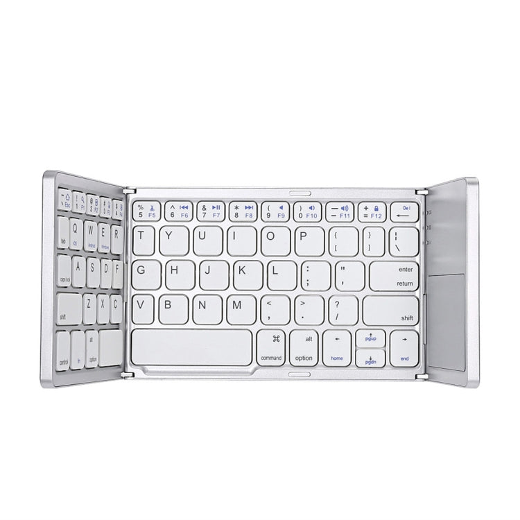 Frendorf | B033 Wiederaufladbare 3-fach faltbare 64 Tasten Bluetooth Wireless Tastatur mit Touchpad (Silber)