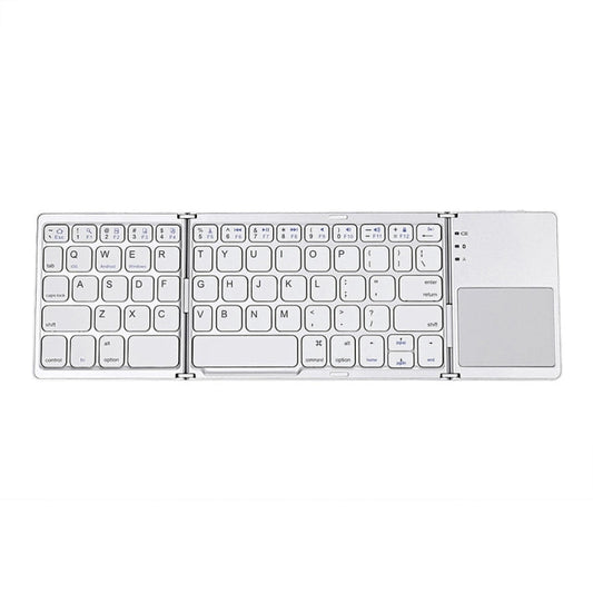 Frendorf | B033 Wiederaufladbare 3-fach faltbare 64 Tasten Bluetooth Wireless Tastatur mit Touchpad (Silber)