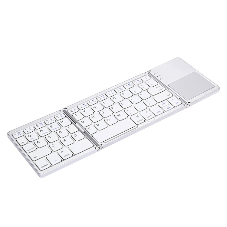 Frendorf | B033 Wiederaufladbare 3-fach faltbare 64 Tasten Bluetooth Wireless Tastatur mit Touchpad (Silber)