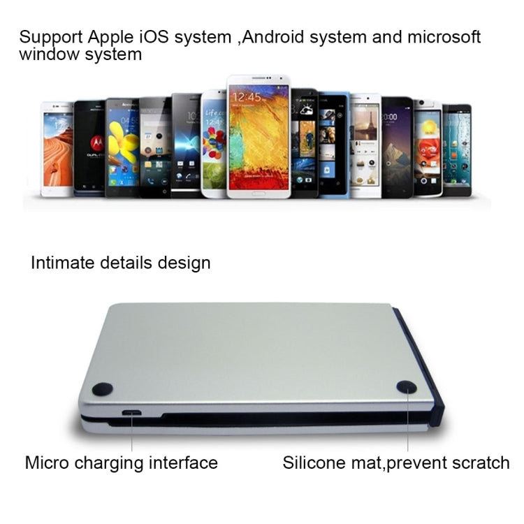 Frendorf | F66 Faltbare Bluetooth Wireless 66 Tasten Tastatur, Unterstützt Android / Windows / iOS (Silber)