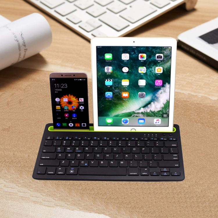 Frendorf | B908 Ultra-slim 78 Tasten Bluetooth Wireless Tastatur mit konkavem Handyhalter (Schwarz)