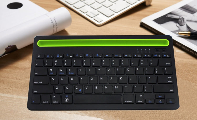 Frendorf | B908 Ultra-slim 78 Tasten Bluetooth Wireless Tastatur mit konkavem Handyhalter (Schwarz)