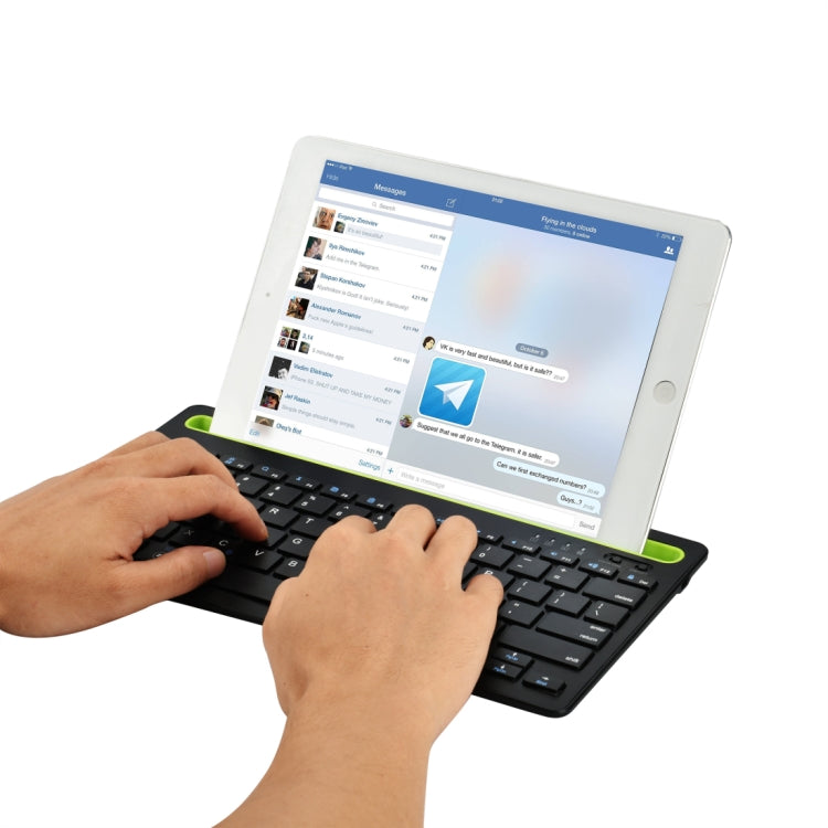 Frendorf | B908 Ultra-slim 78 Tasten Bluetooth Wireless Tastatur mit konkavem Handyhalter (Schwarz)