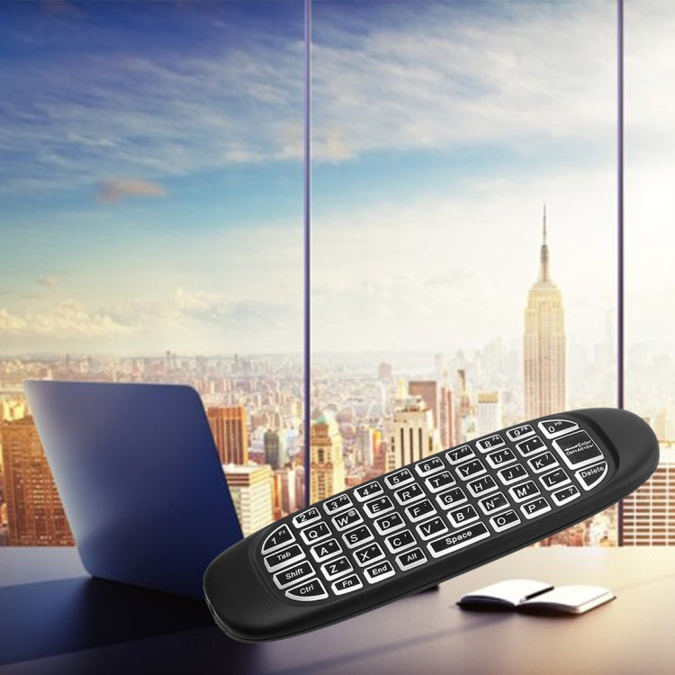 Frendorf | C120 Hintergrundbeleuchtete Air Mouse 2.4GHz Drahtlose Tastatur 3D Gyroskop Sensor Android Fernbedienung für PC, Android TV Box / Smart TV, Spielgeräte