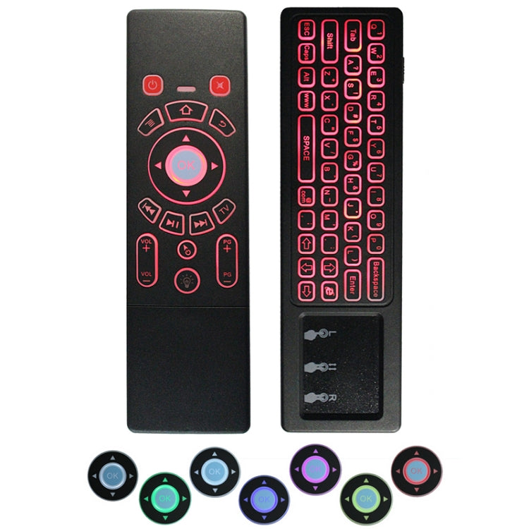 Frendorf | T6 Farbige Lichtversion Air Mouse 2.4GHz Wireless Tastatur Fernbedienung mit Touchpad & IR Lernen für PC, Android TV Box / Smart TV, Multimedia-Geräte