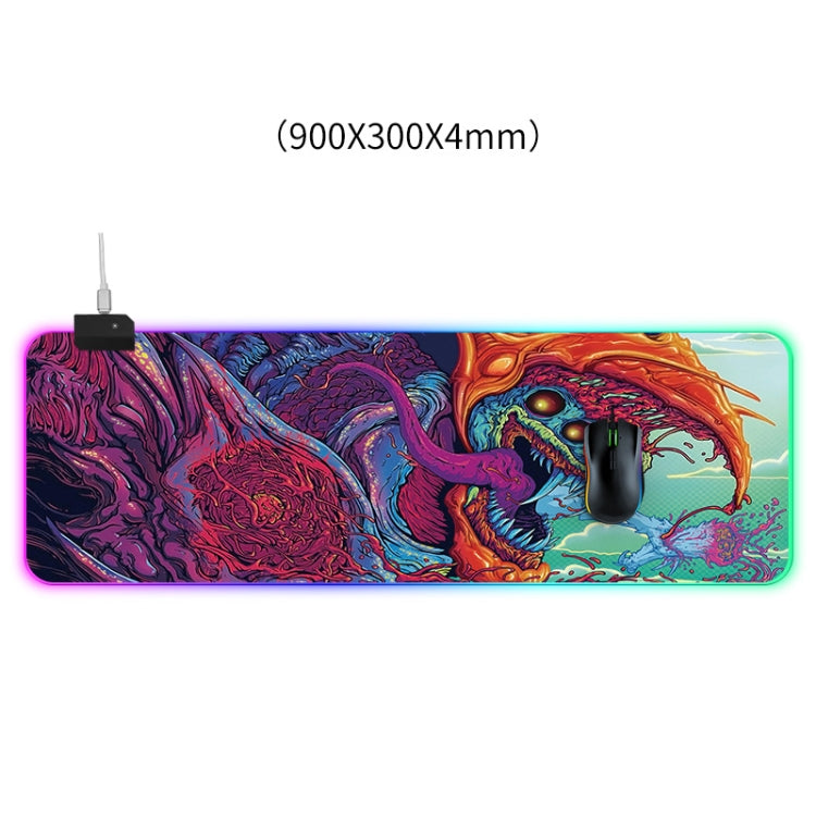 Frendorf | Computer Monster Muster beleuchtete Mausunterlage, Größe: 90 x 30 x 0.4cm
