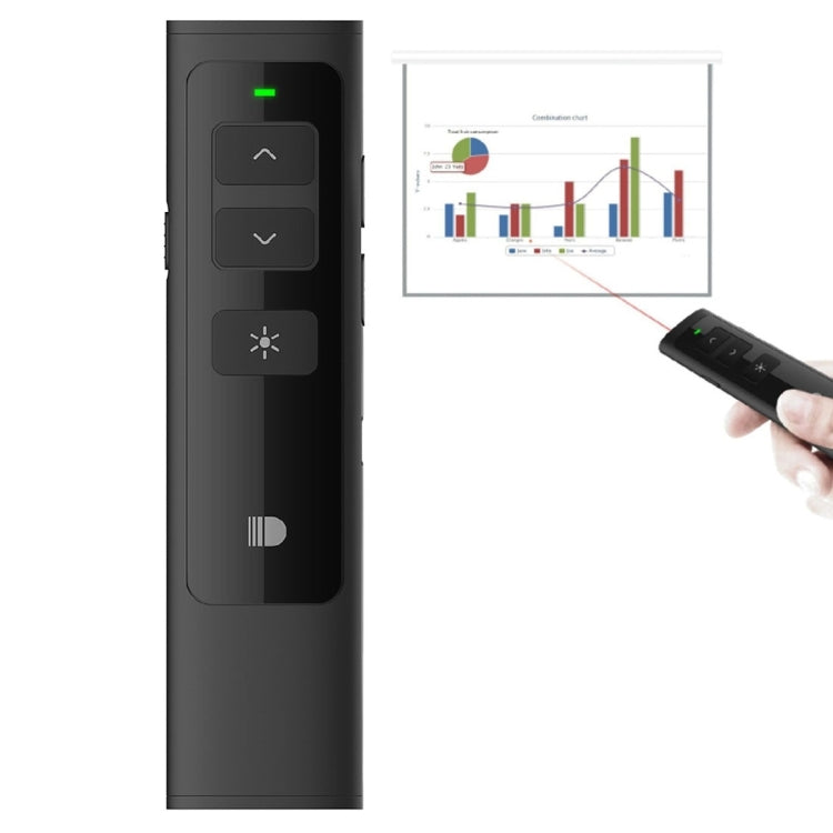 Frendorf | Doosl DSIT013 2,4GHz wiederaufladbare PowerPoint Präsentationsfernbedienung Multifunktionaler Laserzeiger für PowerPoint / Keynote / Prezi, Steuerungsreichweite: 100m (Schwarz)