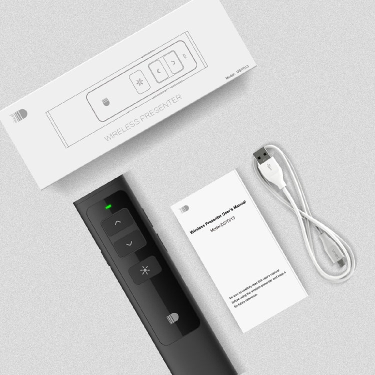 Frendorf | Doosl DSIT013 2,4GHz wiederaufladbare PowerPoint Präsentationsfernbedienung Multifunktionaler Laserzeiger für PowerPoint / Keynote / Prezi, Steuerungsreichweite: 100m (Schwarz)