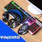 Frendorf | YINDIAO K002 USB Kabelgebunden Mechanisch Feel RGB Hintergrundbeleuchtung Tastatur + Optische Stille Maus + Headset Set (Schwarz)