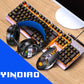 Frendorf | YINDIAO K002 USB Verdrahtete Mechanische Gefühl Orange Hintergrundbeleuchtung Tastatur + Optische Maus + Headset Set (Schwarz)
