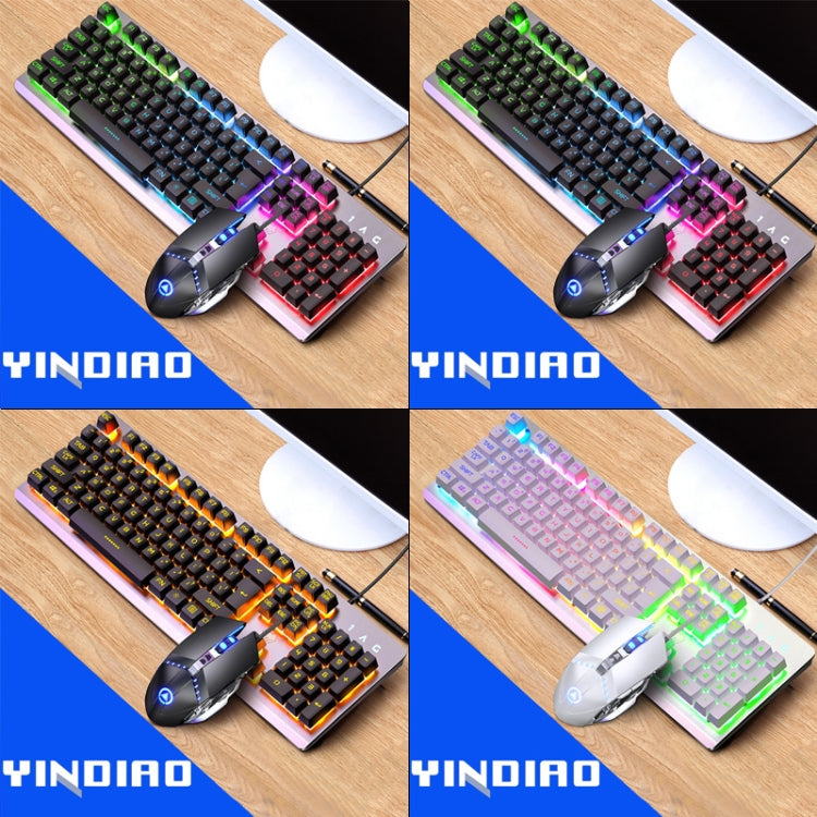 Frendorf | YINDIAO K002 USB Kabelgebunden Mechanisch Feel RGB Hintergrundbeleuchtung Tastatur + Optische Stille Maus + Headset Set (Schwarz)