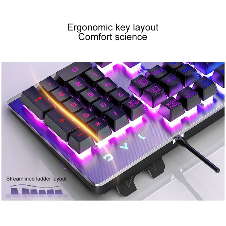 Frendorf | YINDIAO K002 USB Kabelgebunden Mechanisch Feel RGB Hintergrundbeleuchtung Tastatur + Optische Stille Maus + Headset Set (Schwarz)