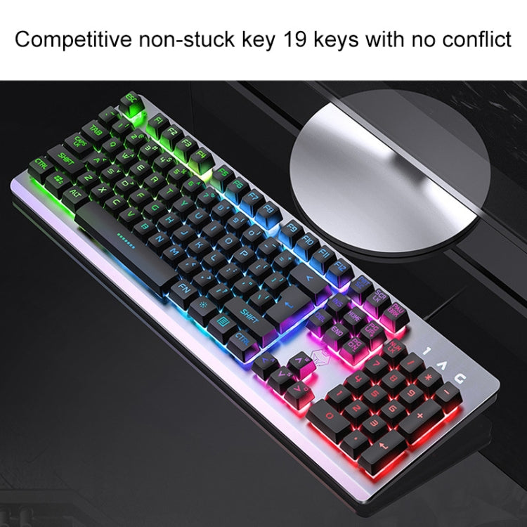 Frendorf | YINDIAO K002 USB Kabelgebunden Mechanisch Feel RGB Hintergrundbeleuchtung Tastatur + Optische Stille Maus + Headset Set (Schwarz)