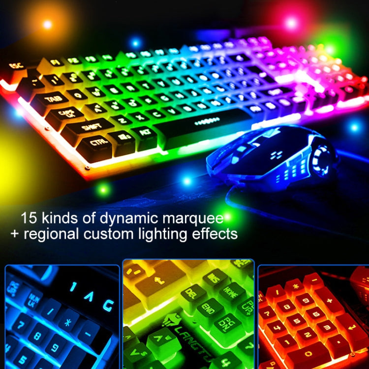 Frendorf | YINDIAO K002 USB Wired Mechanical Feel Sound Control RGB Backlight Keyboard + Optical Silent Mouse + Headset Set (Schwarz)
