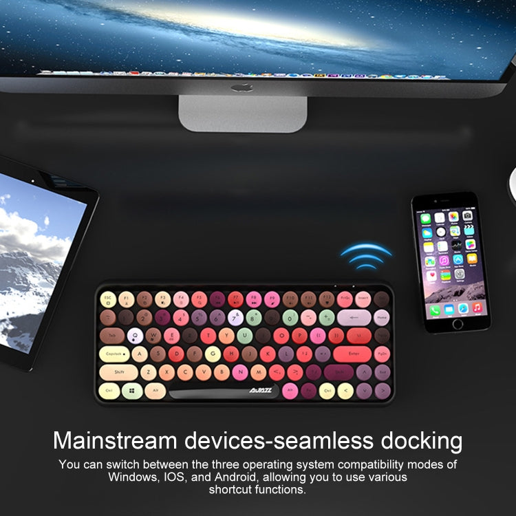 Frendorf | Ajazz 308I Tablet Mobiltelefon Computer Haushalt Büro Drahtlos Tastatur (Pink)