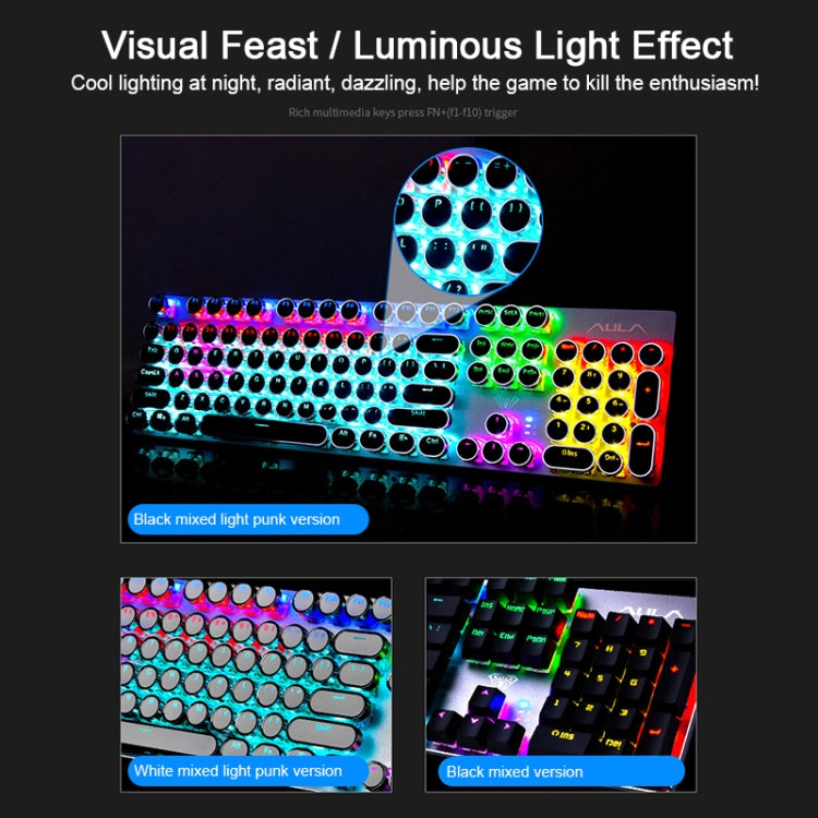 Frendorf | AULA S2016 104-Tasten Quadratische Tastenkappe Mischlicht Mechanische Blaue Schalter Metallpanel Verkabelte USB Gaming-Tastatur, Länge: 1,6 m