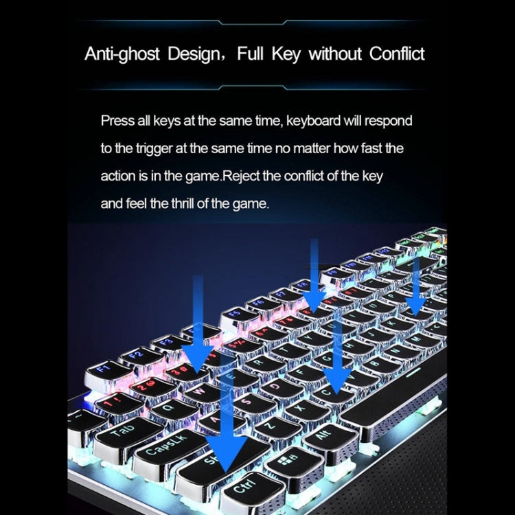 Frendorf | AULA F2088 108 Tasten Mixed Light Plating Punk Mechanisch Brauner Schalter Verkabelte USB Gaming-Tastatur mit Metallknopf (Silber)