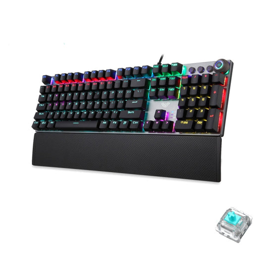 Frendorf | AULA F2088 108 Tasten Gemischte Licht Mechanische Blaue Schalter Verdrahtete USB Gaming Tastatur mit Metalltaste (Schwarz)