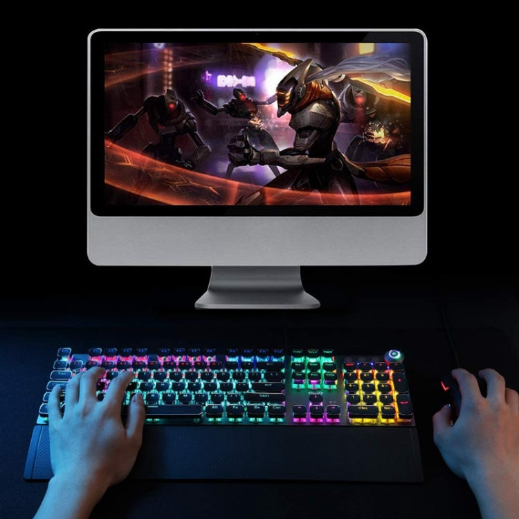 Frendorf | AULA F2088 108 Tasten Gemischte Licht Mechanische Blaue Schalter Verdrahtete USB Gaming Tastatur mit Metalltaste (Schwarz)