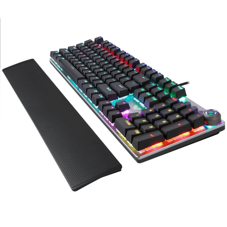 Frendorf | AULA F2088 108 Tasten Gemischte Licht Mechanische Blaue Schalter Verdrahtete USB Gaming Tastatur mit Metalltaste (Schwarz)