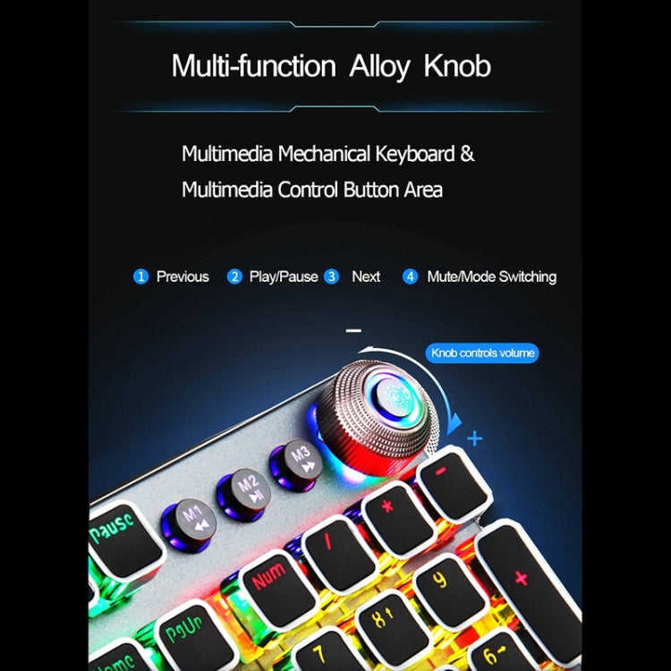 Frendorf | AULA F2088 108 Tasten Gemischte Licht Mechanische Blaue Schalter Verdrahtete USB Gaming Tastatur mit Metalltaste (Schwarz)