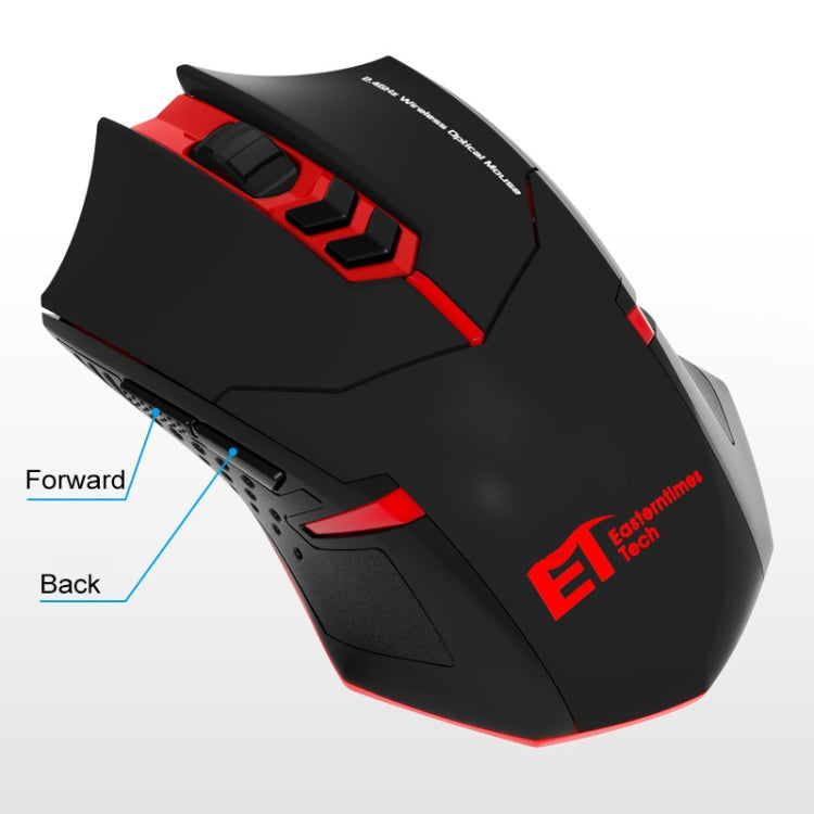 Frendorf | ET X-08 7-Tasten 2400DPI 2.4G Wireless Stille Gaming Maus mit USB-Empfänger & Farbiger Hintergrundbeleuchtung (Rot)