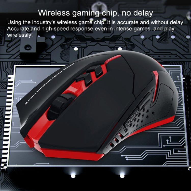 Frendorf | ET X-08 7-Tasten 2400DPI 2.4G Wireless Stille Gaming Maus mit USB-Empfänger & Farbiger Hintergrundbeleuchtung (Rot)
