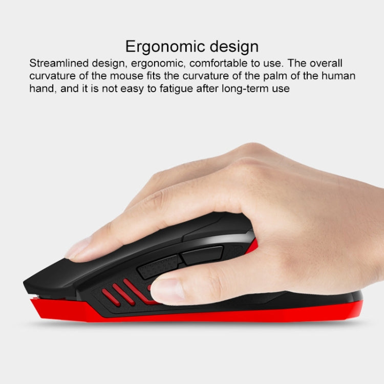 Frendorf | ET X-08 7-Tasten 2400DPI 2.4G Wireless Stille Gaming Maus mit USB-Empfänger & Farbiger Hintergrundbeleuchtung (Rot)