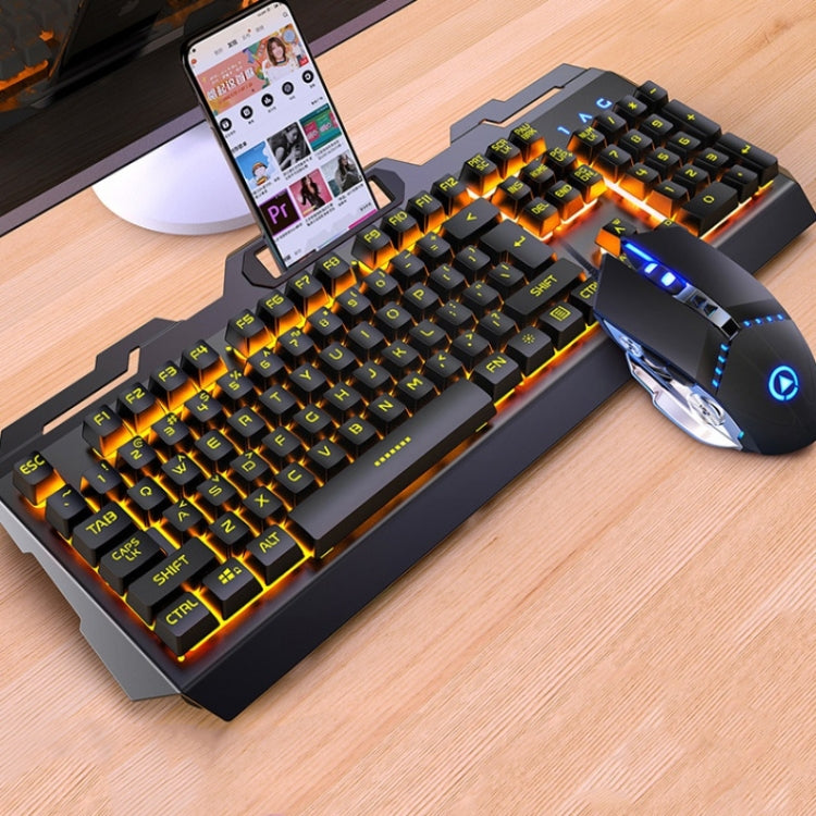Frendorf | YINDIAO V2 Mechanische Gefühl Gaming Tastatur Maus Set (Schwarz Orange Gelb Licht)