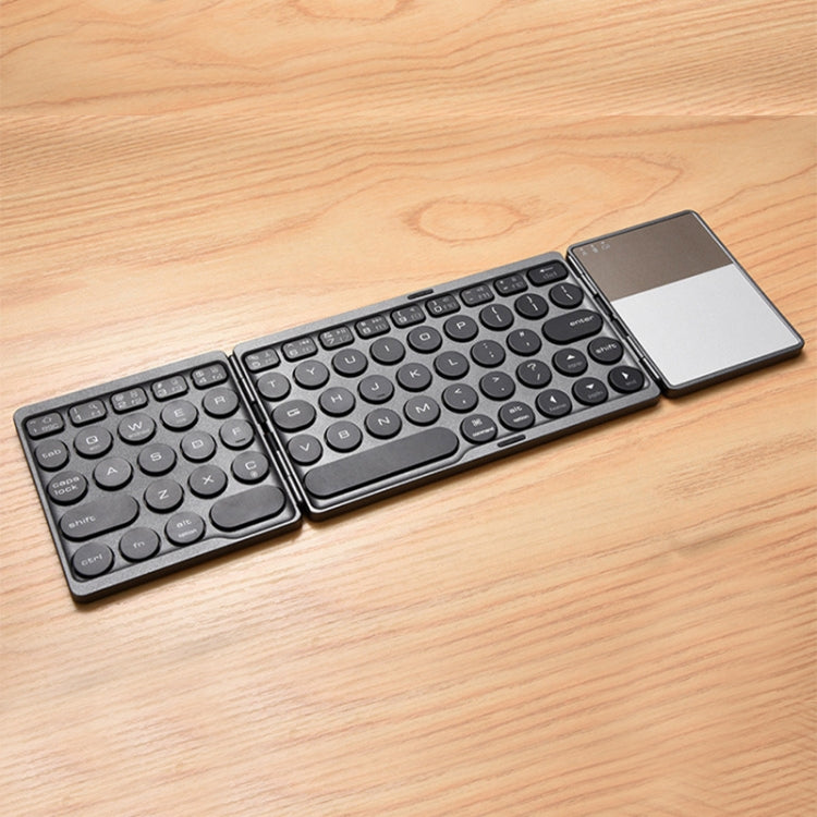 Frendorf | GK408 Dreifach wiederaufladbare kabellose Bluetooth-Tastatur mit Touchpad, unterstützt Android / IOS / Windows (Schwarz Grau)