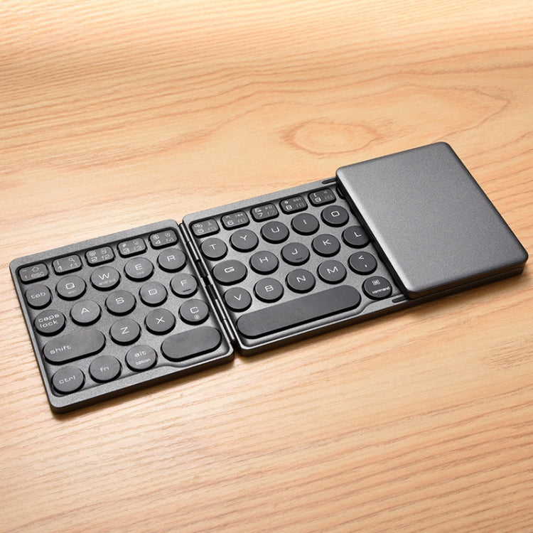 Frendorf | GK408 Dreifach wiederaufladbare kabellose Bluetooth-Tastatur mit Touchpad, unterstützt Android / IOS / Windows (Schwarz Grau)
