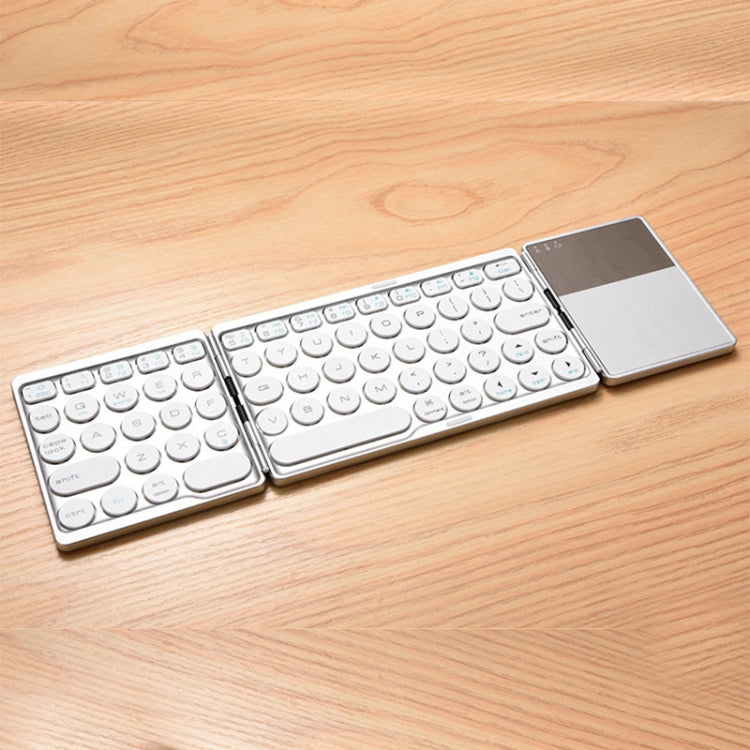 Frendorf | GK408 Dreifach wiederaufladbare kabellose Bluetooth-Tastatur mit Touchpad, Unterstützung für Android / IOS / Windows (Silber)