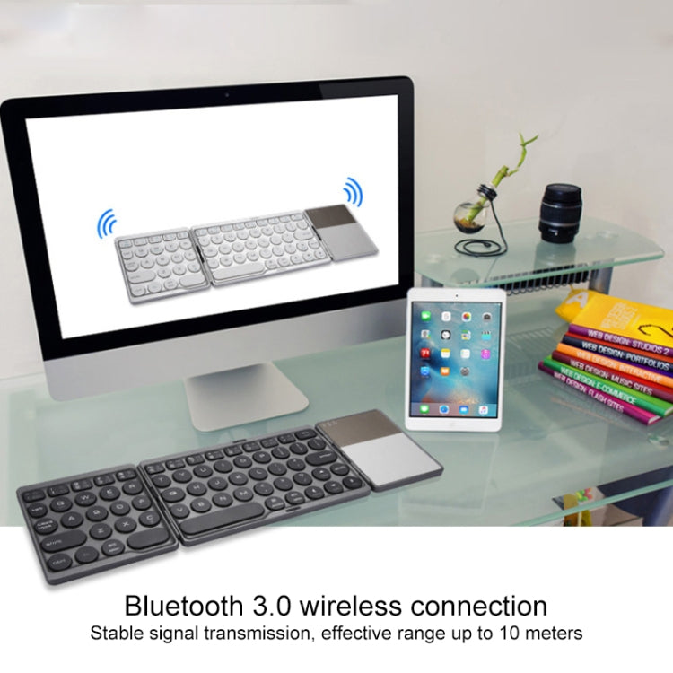 Frendorf | GK408 Dreifach wiederaufladbare kabellose Bluetooth-Tastatur mit Touchpad, unterstützt Android / IOS / Windows (Schwarz Grau)